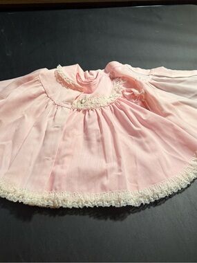 Vintage 80s Mini World Pink Full Circle Dress & Swing Coat Set Size 12-17 lbs